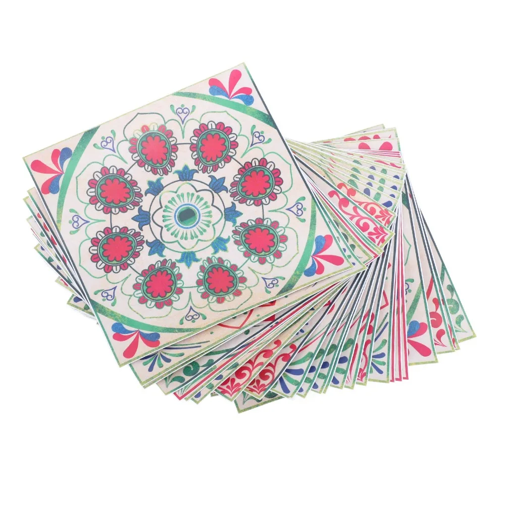 24Pcs Exquisite PVC Tile Stickers 15x15cm Floral Pattern Decorative Tile Stickers Self Adhesive Tile Decals For Kitchen