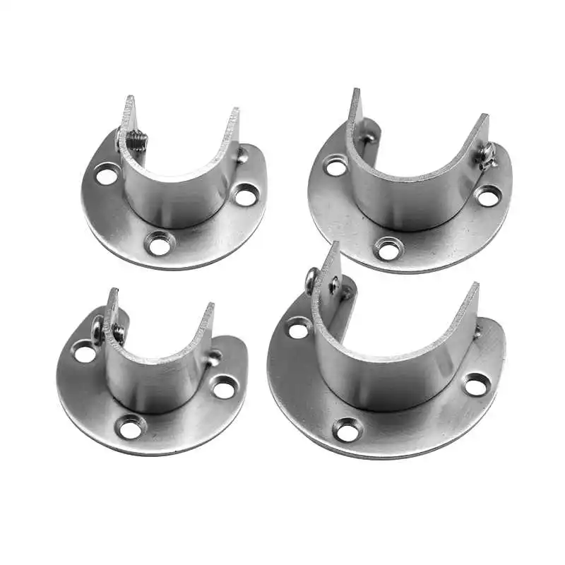 

2PCS Stainless Steel Open Flange Seat 19-25-32MM Wardrobe Hanger Rod Bracket Round Tube U-shaped Base Fixing Accessories
