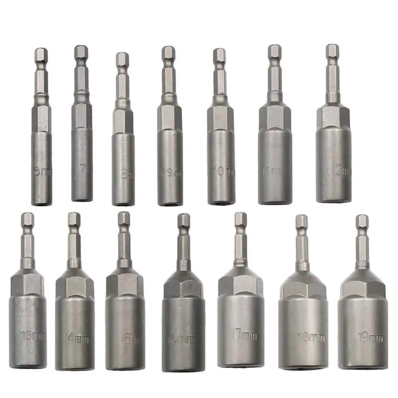 

ABWZ-Driver Drill Hex Impact Socket Adapter Screwdrivers Bits Steel 80Mm Length Screwdrivers Bits 6-19Mm Quick Adapter