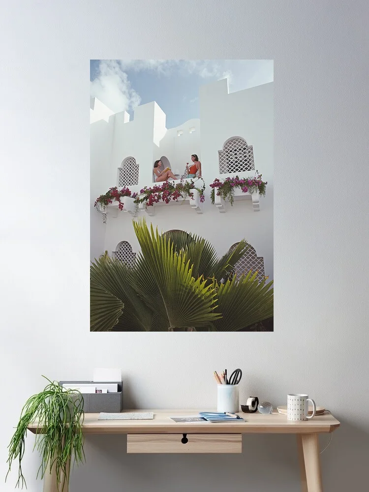 Slim Aarons 'Cap Juluca Hotel', Print Art Canvas Poster, Living Room, Home Wall Decor Picture
