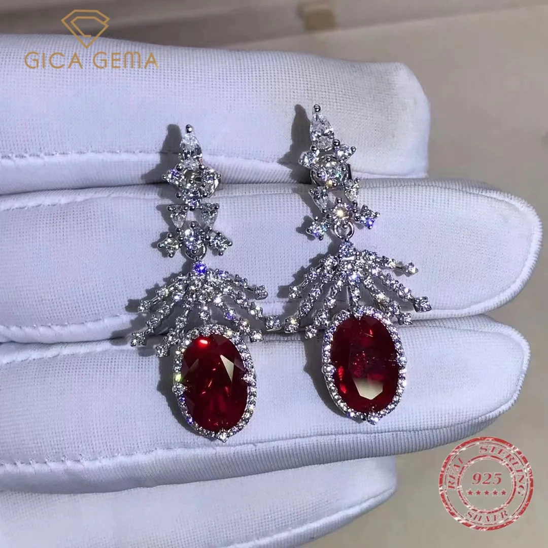 

Женские серьги-подвески из серебра 100% пробы, с муассанитом