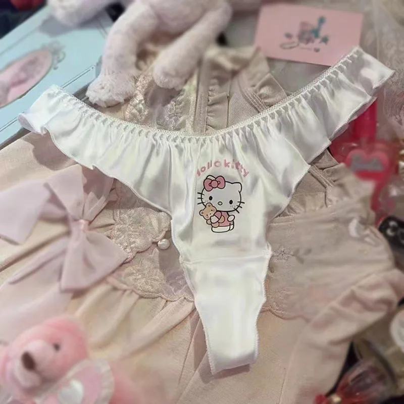 Hello Kitty Sanrio G-String Damenhöschen Sexy weibliche Unterhose Nahtlos Kawaii Tanga V-Taille Spitze Dessous Höschen Slips