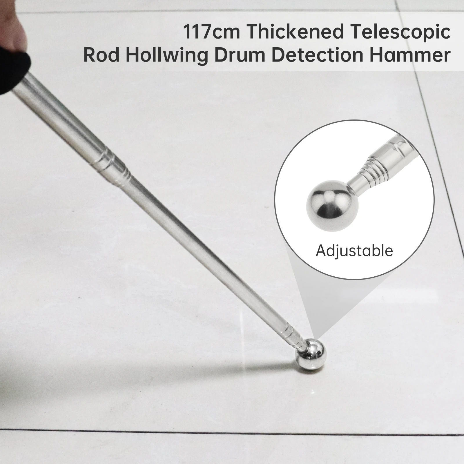 1 peça 98 cm / 115 cm / 117 cm haste telescópica espessada martelo de tambor oco para decoração de casa inspeção guia dobrável vara