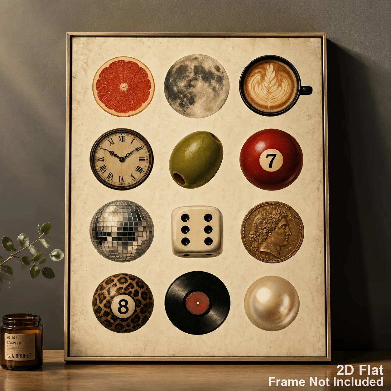 2D Flat, Retro Neutral Vintage Vertical Poster - Vintage Grid Suitable for Living Room, Bar & Game Room Decor, HD 2D Frameles