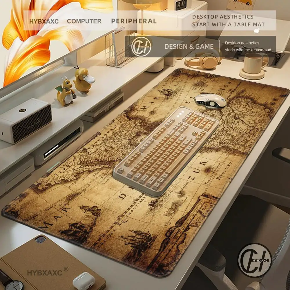 الرجعية المدينة القديمة خريطة العالم لوحة الماوس لطيف HD لوحة مكتب الموسعة الألعاب لوحة المفاتيح الحصير كبيرة 90x40 سنتيمتر XXL ألعاب ماوس #1