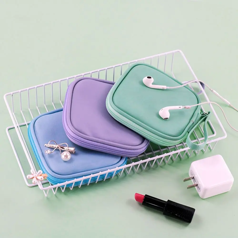 Portable Mesh PU For Women Cosmetic Cases Women Handbag Cosmetic Bag Headphone Storage Bag Wristband Bag Makeup Bags