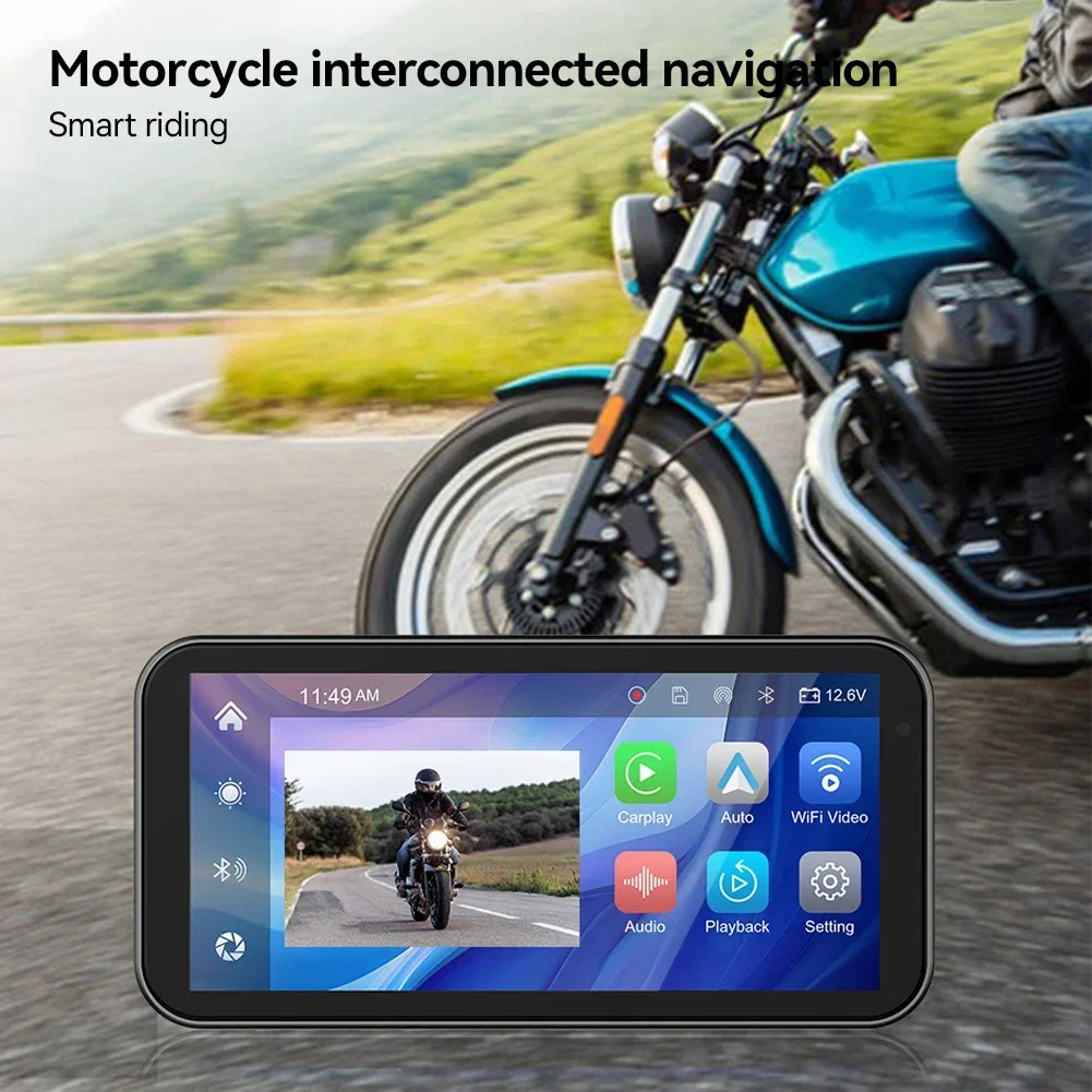 6.25'' Motorcycle Portable GPS Navigation Display Screen Motorcycle Wireless Carplay Android Auto Monitor IP67 Waterproof