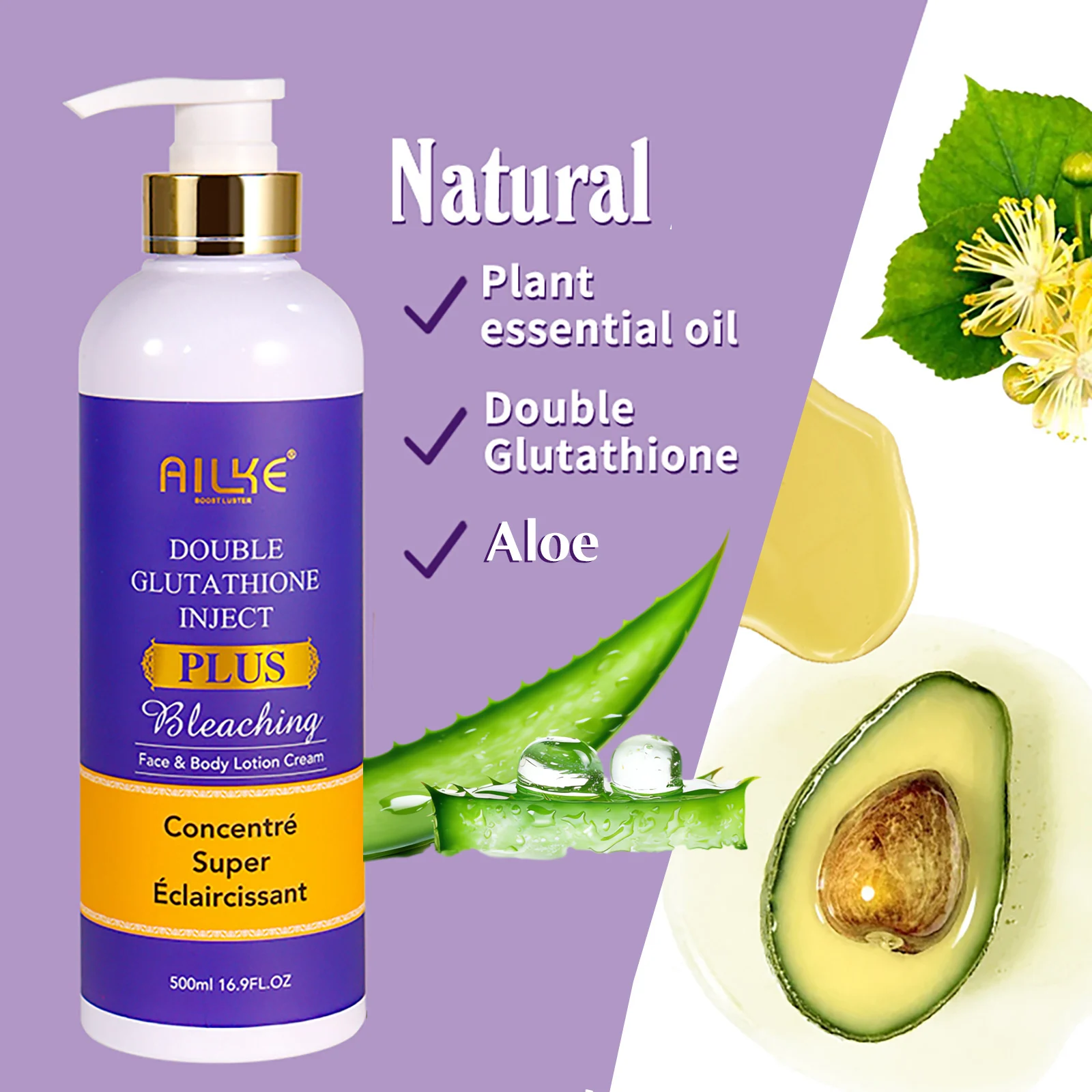 AILKE Double Glutathione Plus Whitening Set, Moisturizing, Remove Dark Spots, Freckles, Melanin, Even Skin Tone For All Skin
