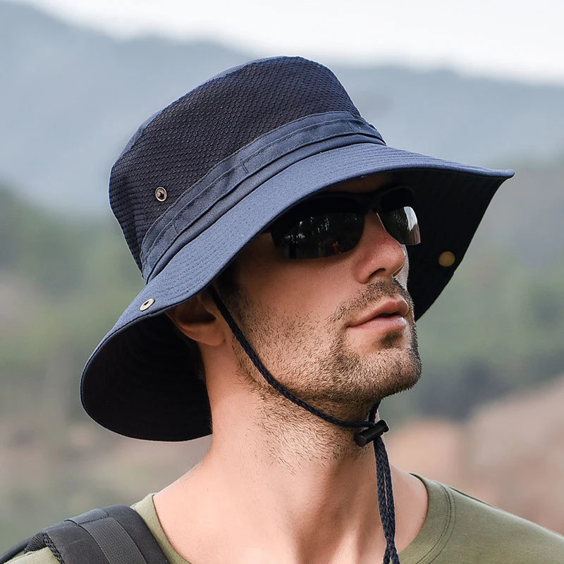 2023 Men Hat Panama Bucket Hat Outdoor Sun Protection Hats For Men Fashion Summer Hat visor Fisherman Hat Anti-UV Sun Cap