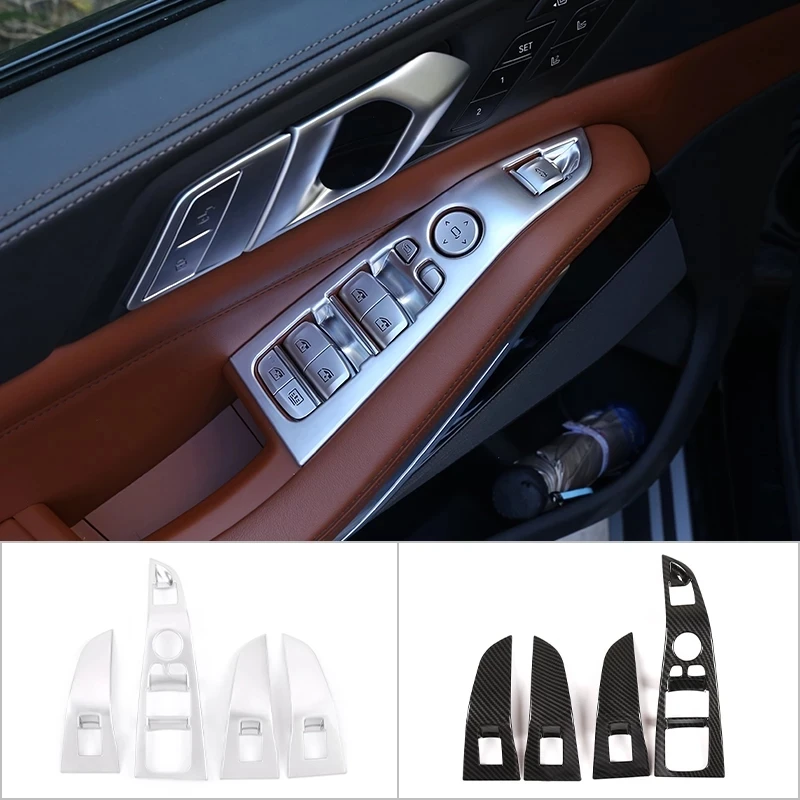 

ABS Carbon Fiber Car Window Glass Lift Switch Button Control Panel Frame Cover Trim for BMW X5 G05 X7 G07 2019-2022 Accessories