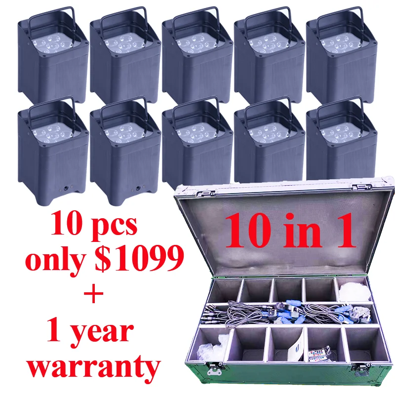 1 Year Warranty RGBAW UV 6in1 LED Battery Uplights Battery Wireless Par Light Wireless LED Uplights Stage Light With Wifi Remote