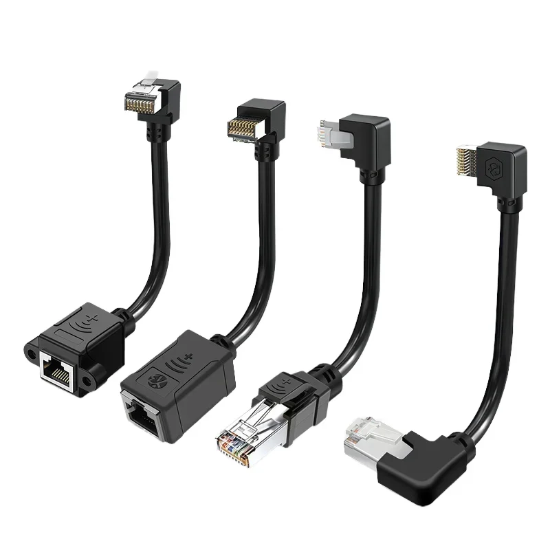 

8P8C Промышленный 90-градусный коленчатый витая пара RJ45 Экранированный сетевой удлинительный кабель Cat6A