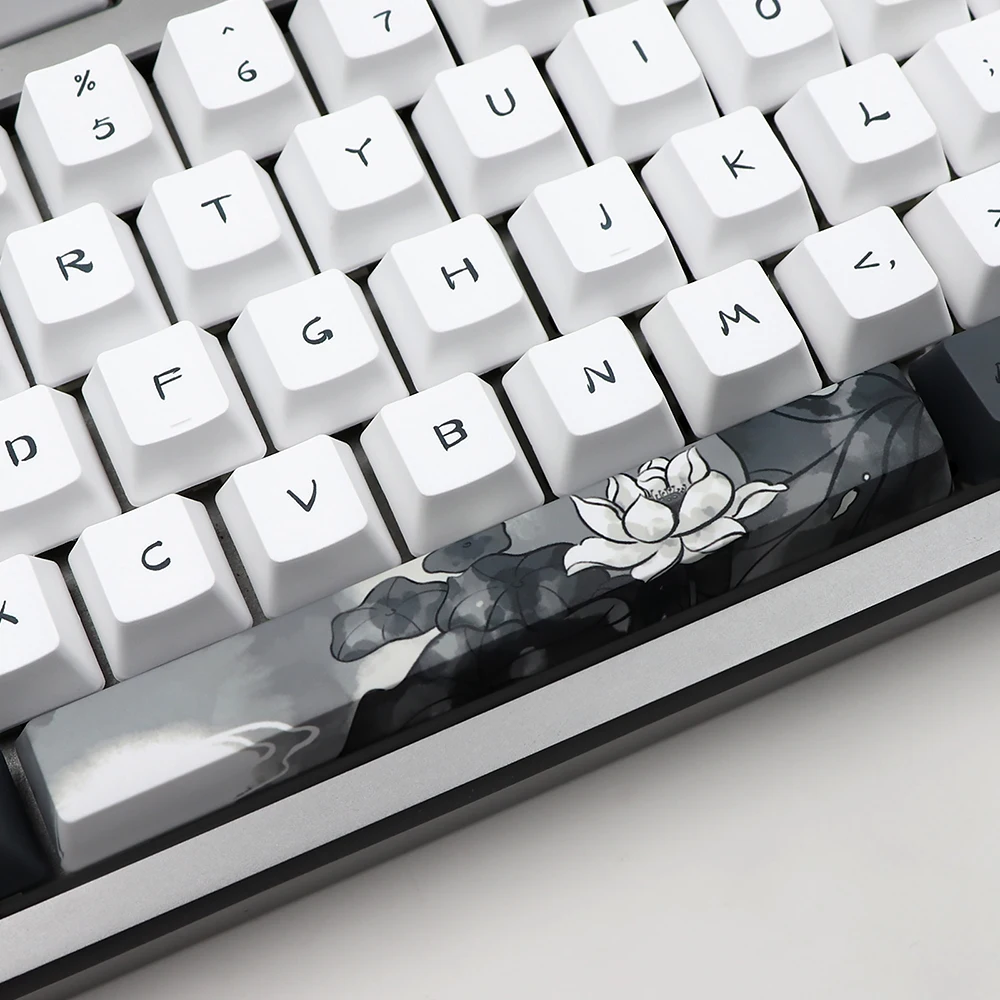 140 Keys Ink Lotus Flowers Keycaps Set OEM Profile Key Caps Korean PBT Dye Sublimation Keycap For MX Switch Mechanical Keyboard