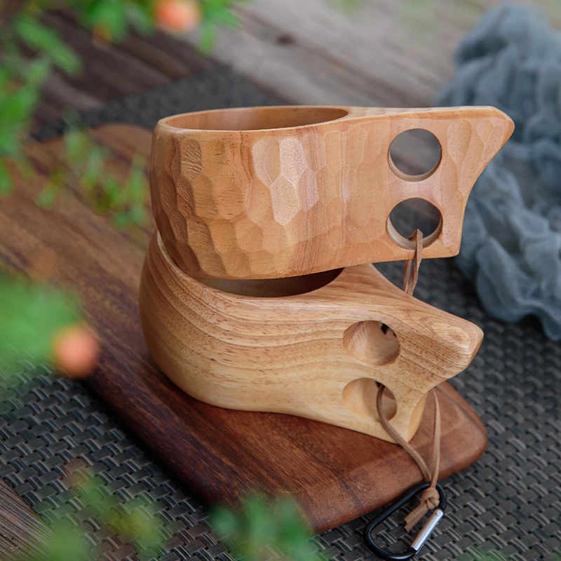 Nordic Acacia Wooden Finland Mug for Camping Hiking Picnic Outdoor Beer Coffee Water Cup Bushcraft Tableware Finland Style