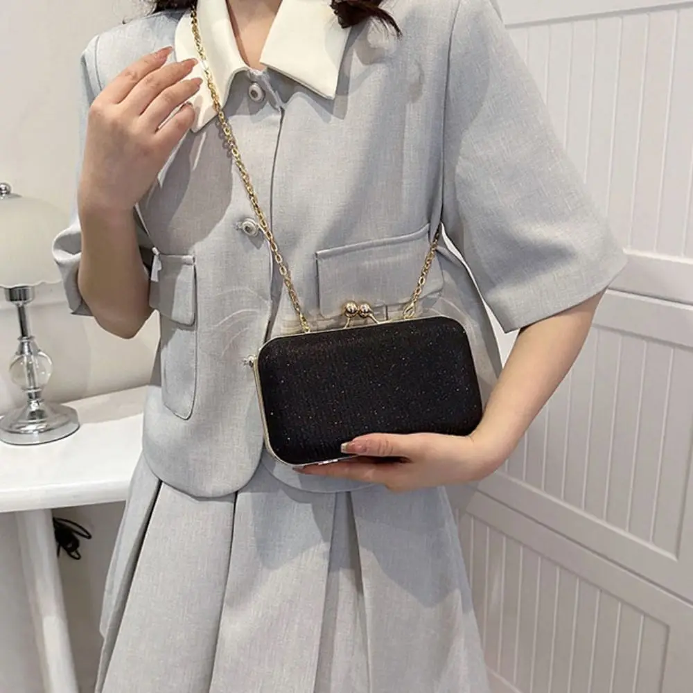 Portable Glitter Evening Banquet Bag Wrist Bag Large Capacity Box Handbag Shoulder Bag Crossbody Bag Ladies Clutch Bag Wedding