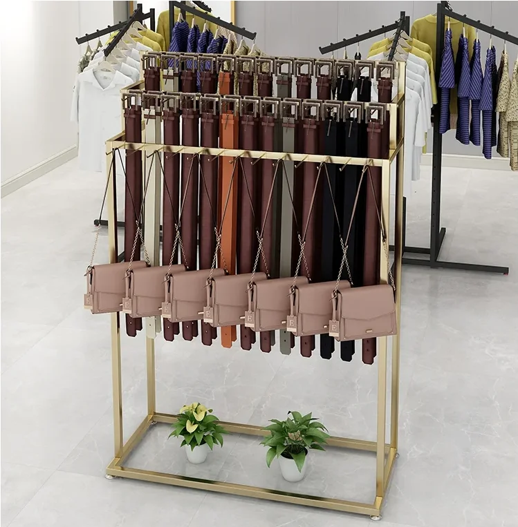 

High-end belt bag display rack waist tie shelf clothing store multi-layer floor type movable display rack