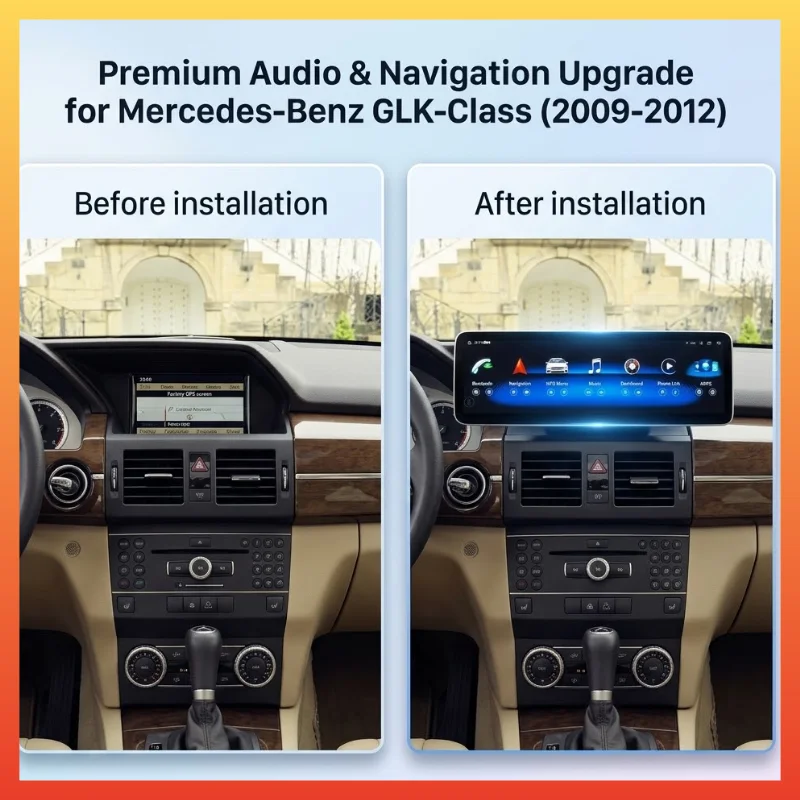 14.9 Inch Android 14 Car Stereo Player For Mercedes Benz GLK 2009‑2012 E‑Class 2010‑2013 NTG4.0 CarPlay Reverse Camera