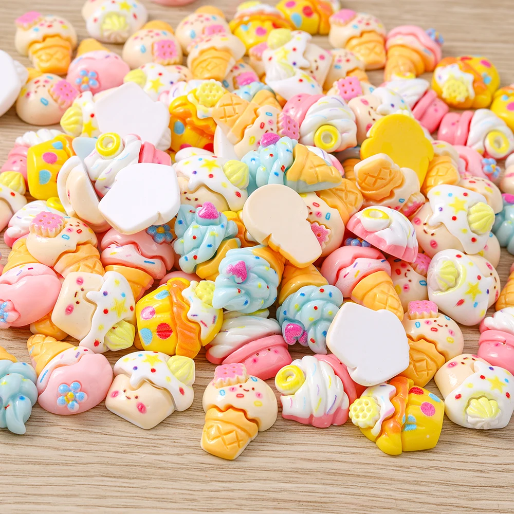 Tusember 15 Stück süße Harz-Cabochons mit flacher Rückseite, Cartoon-Simulation, Eiscreme-Anhänger für DIY-Telefonhülle, Dekor, handgefertigtes Handwerk, Kinderspielzeug – Detail 6