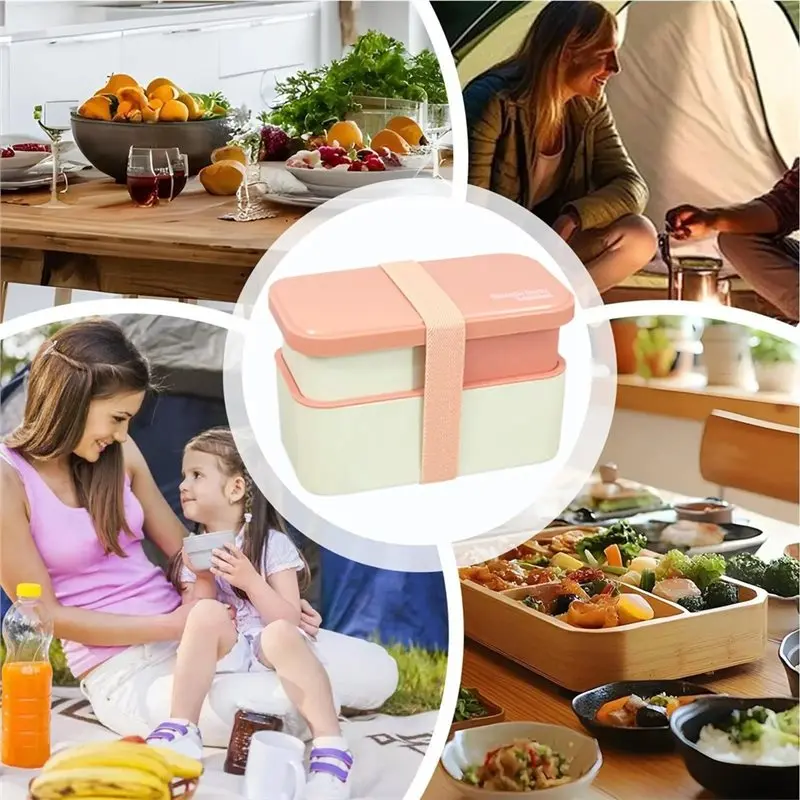 【FLASH DEAL】Lunch Box For Adults 1450Ml Dishwasher Safe Bowl 2-Tierfood Container With Removable Utensil Set And Sealing For Wor