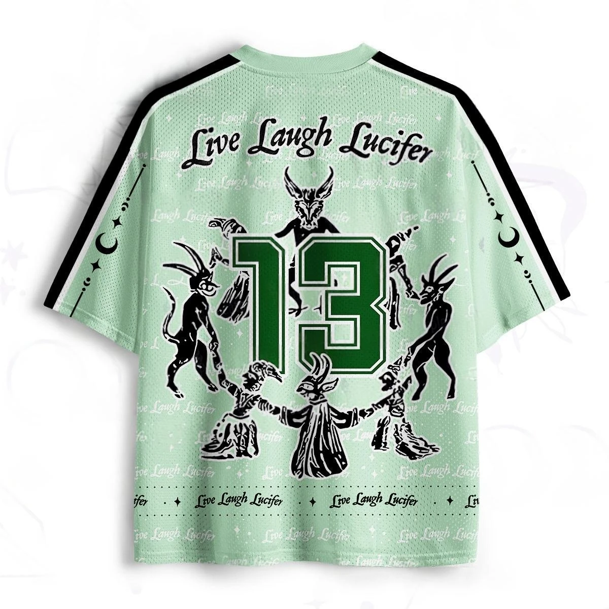 Live Laugh Lucifer Number 13 Football Jersey Baphomet Moon Eye Gothic Dark Punk Sports Jersey