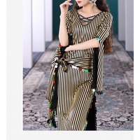 Customized Women Belly Dance Costumes Hot Gold Sequin Robe Baladi Folk Saidi Rattan Cane Oriental Dance Costume Performance Wear