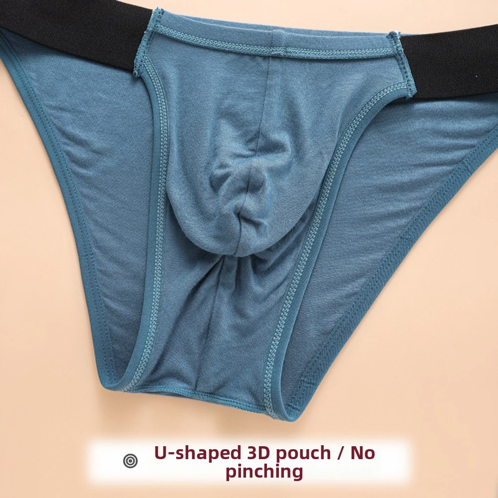 Soft Comfortable Lingerie Men's Triangle Panties Stripe Mid Waist Men Thin Briefs Large Size Breathable Underwear for Men Men