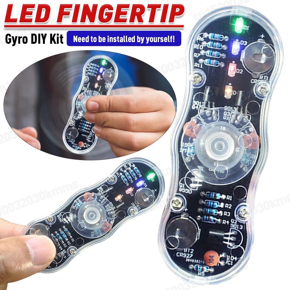 LED Fingertip Gyro DIY Electronic Kit POV Rotation Colorful Diode Luminous Training Gyroscope Kit Soldering Practice