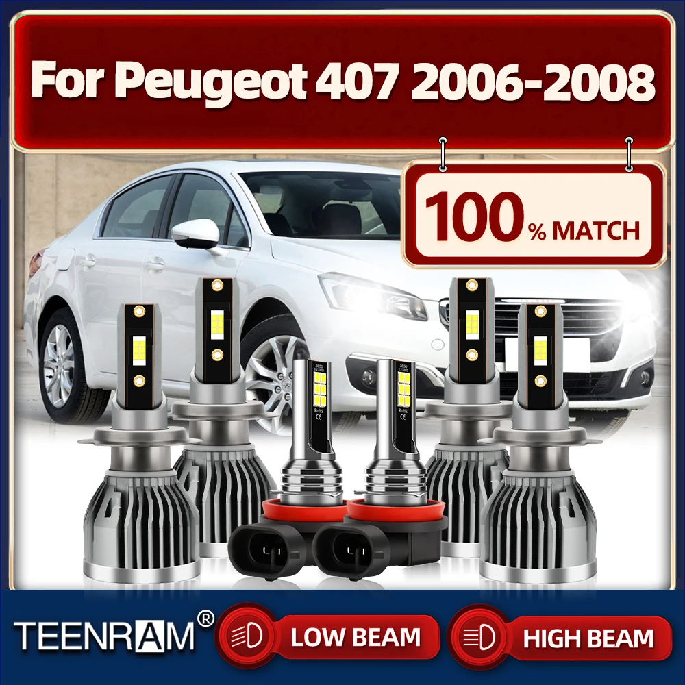 

Canbus LED Headlight Bulbs 6000K White Auto Fog Lamps 60000LM CSP Chips Car Lights 12V 24V For Peugeot 407 2006 2007 2008