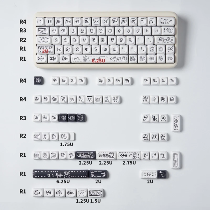 131 tasti PBT Copritasti Profilo MOA DYE-SUB Copritasti per 61/87/96/98/104/108 Tastiere meccaniche Carota Conigli Tema Keycap