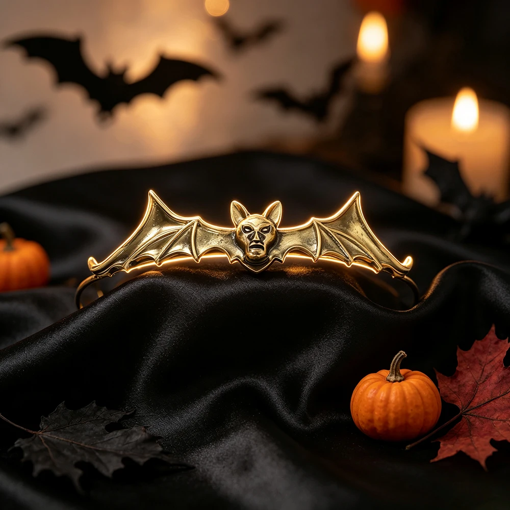 Halloween Bat Tiara Crown Vintage Gothic Metal Headband Vampire Cosplay Hair Accessories for Halloween Party Costume Photoshoot view 5