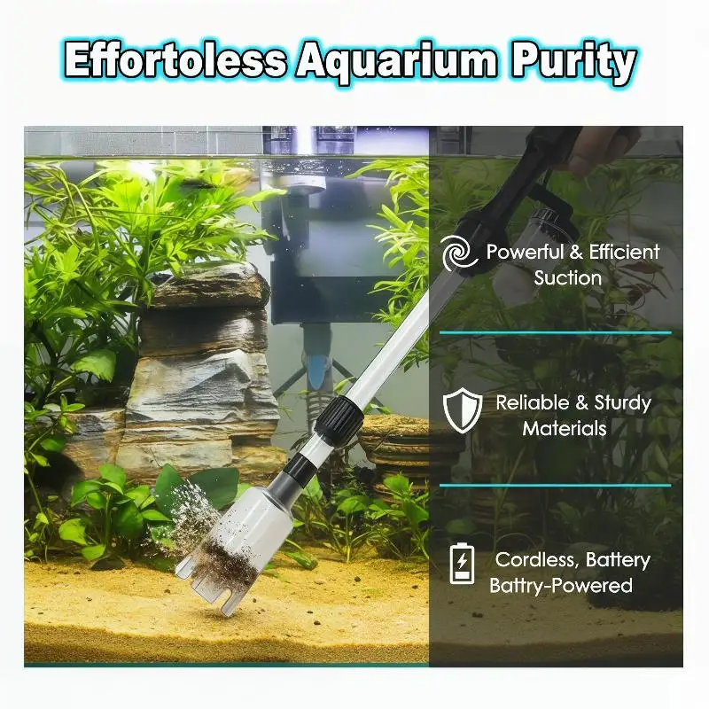 220V Powerful Suction Aquarium Electric Syphon Operated Fish Tank Sand Washer Vacuum Gravel Water Changer Siphon