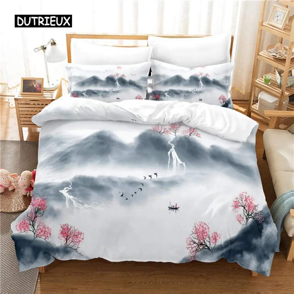 

Chinese Brush Painting Bedding Set Duvet Cover Set 3d Bedding Digital Printing Bed Linen Queen Size Bedding Set Fashion Design