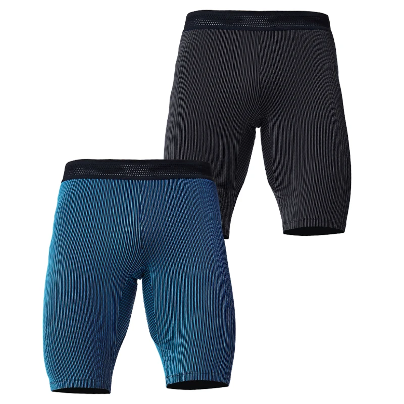 2 pcs Men's Summer Tight Running Sports Quick-Dry Shorts Compression Pants Breathable Marathon Fitness Pants with Pockets