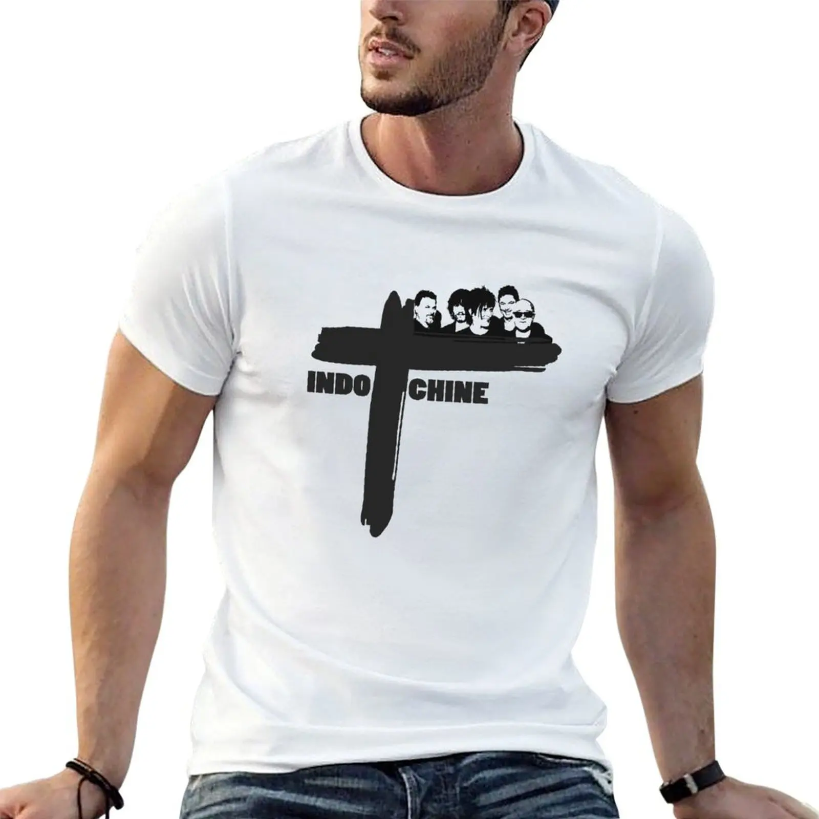 Indochine Logo T-Shirt Basic Solid Color Casual Tee Shirt