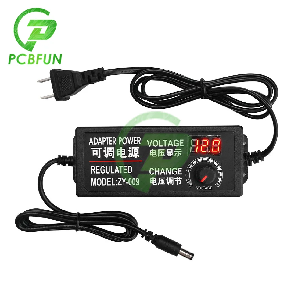 DC 3-24V Adjustable Voltage DC Power Adapter Stepless Speed Regulation Dimming 3-12V 9-24V 2A 3A 5A with Display Screen