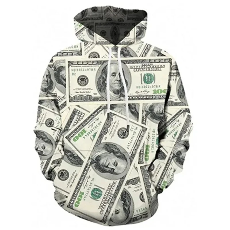 New Men\'s And Women\'s Fun Dollar Print 3D Hoodies Hip-hop Street Personalized 3D Graphic Hoodies Mens Clothes Casual Comfortable