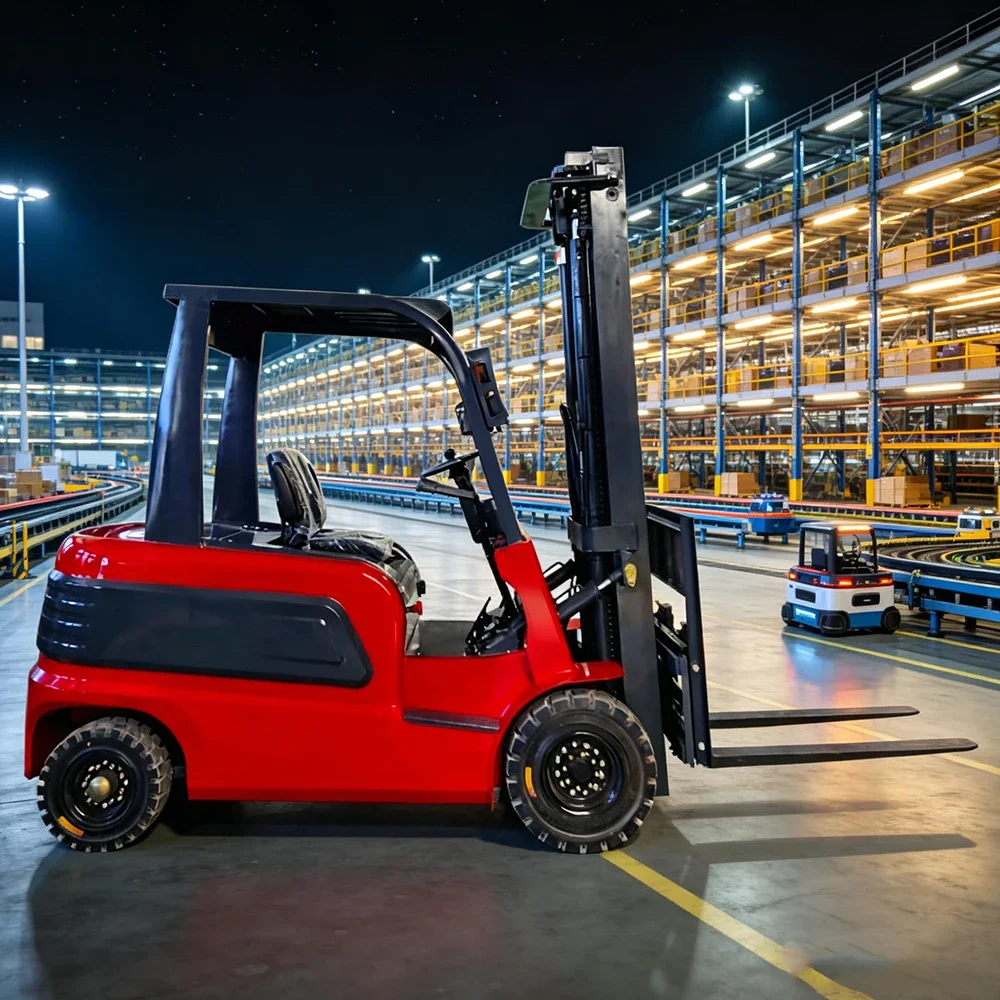 Four Wheel Mini 2 Ton Electric Forklift Pallet Battery Power Forklift High Lifting Tools