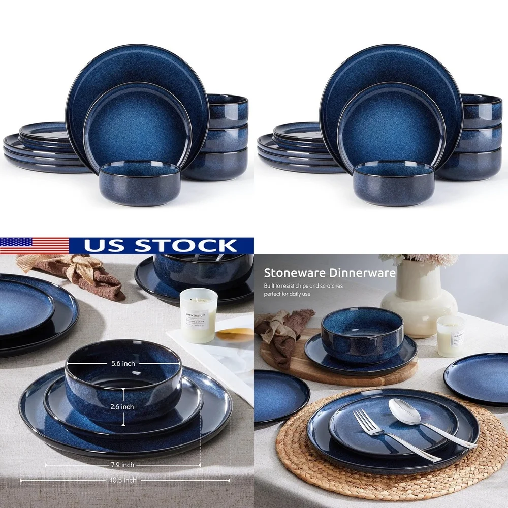 

Ceramic Tableware Set12 Piece Ceramic Dinnerware Set for 4 Includes Plates and Bowls Stylish Stoneware