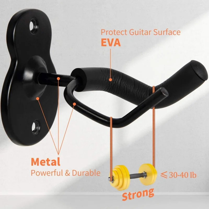 Guitar Wall Mount Hangers 3 Pack, Guitar Style Wall Holders Hooks Stands for Acoustic Electric Bass Classical Ukulele Guitars