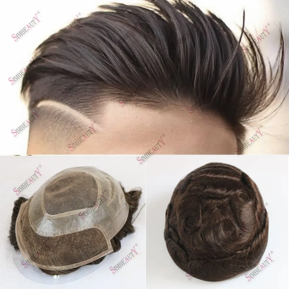 

2024 New Style Man Wig Human Hair Replacement System Hair Toupee Men Units Versalite Hair Pieces Male Wigs Lace Front With PU