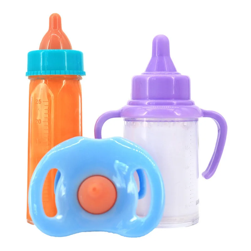 Set di Biberon per Bambole di Grandi Dimensioni, 6 Pezzi, Set Magico per l'Allattamento con 2 Bottiglie per Latte e Succo e Giocattolo per Bambole
