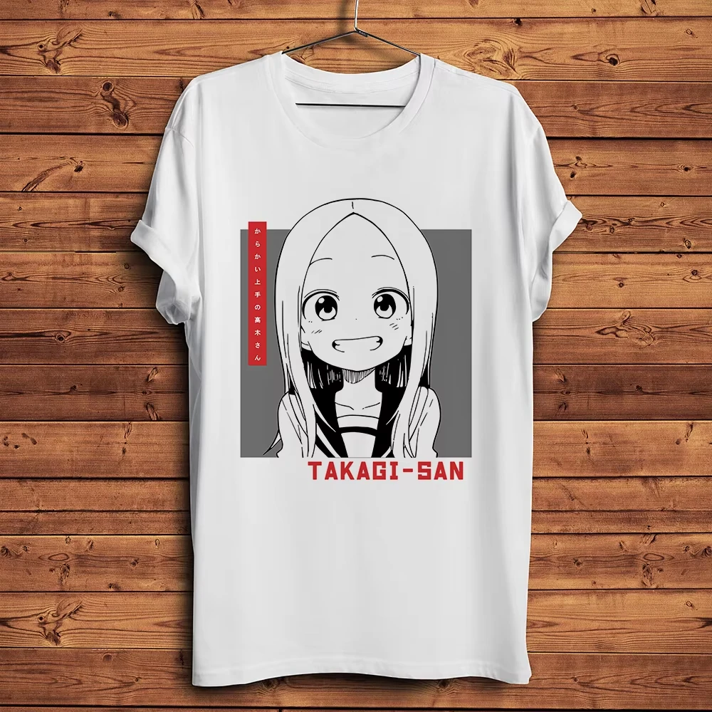 Teasing Master Takagi-san T-shirt Men Women Kawaii Waifu Funny Anime Graphic Print White O Neck Harajuku Casual Oversized Top