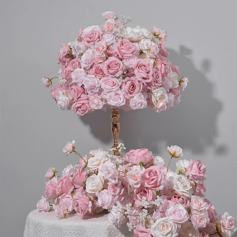 30-70CM Pink Flower Ball Flower Row Wedding Table Conference Table Floral Arrangement Wedding Arch Background Frame Decoration