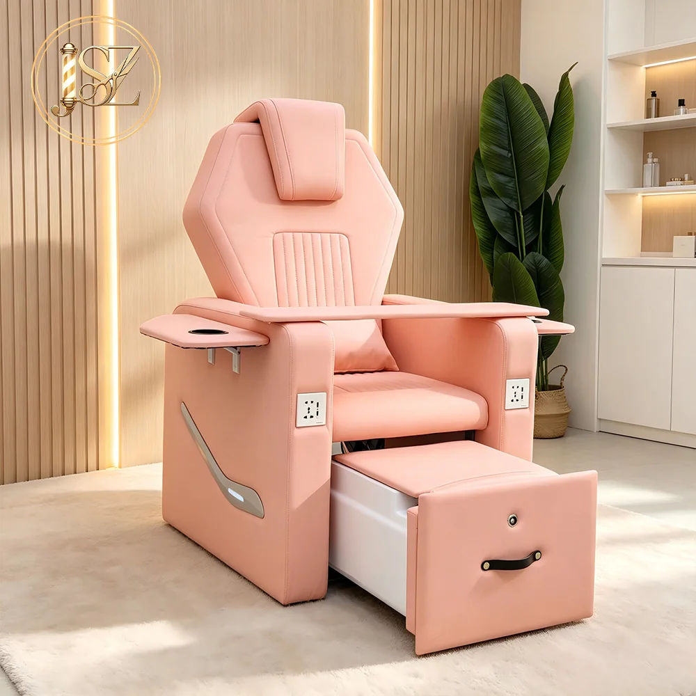 

Commercial Pink Spa Manicure Chair Durable Drain Pump Design Professional Nail Salon Chair