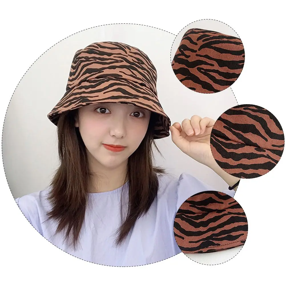 

Fisherman Lightweight Bucket Bucket Beach Outdoor Fisherman Vacation Zebra Stripe Hat Hat Sun Protection