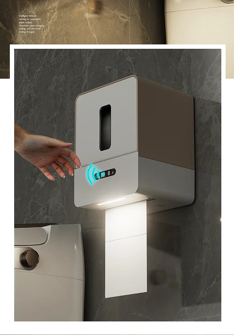 

Стиль отдыха, умный датчик, коробка для салфеток, водонепроницаемый интеллектуальный индукционный держатель для бумаги для ванной комнаты, настенная коробка для туалетной бумаги