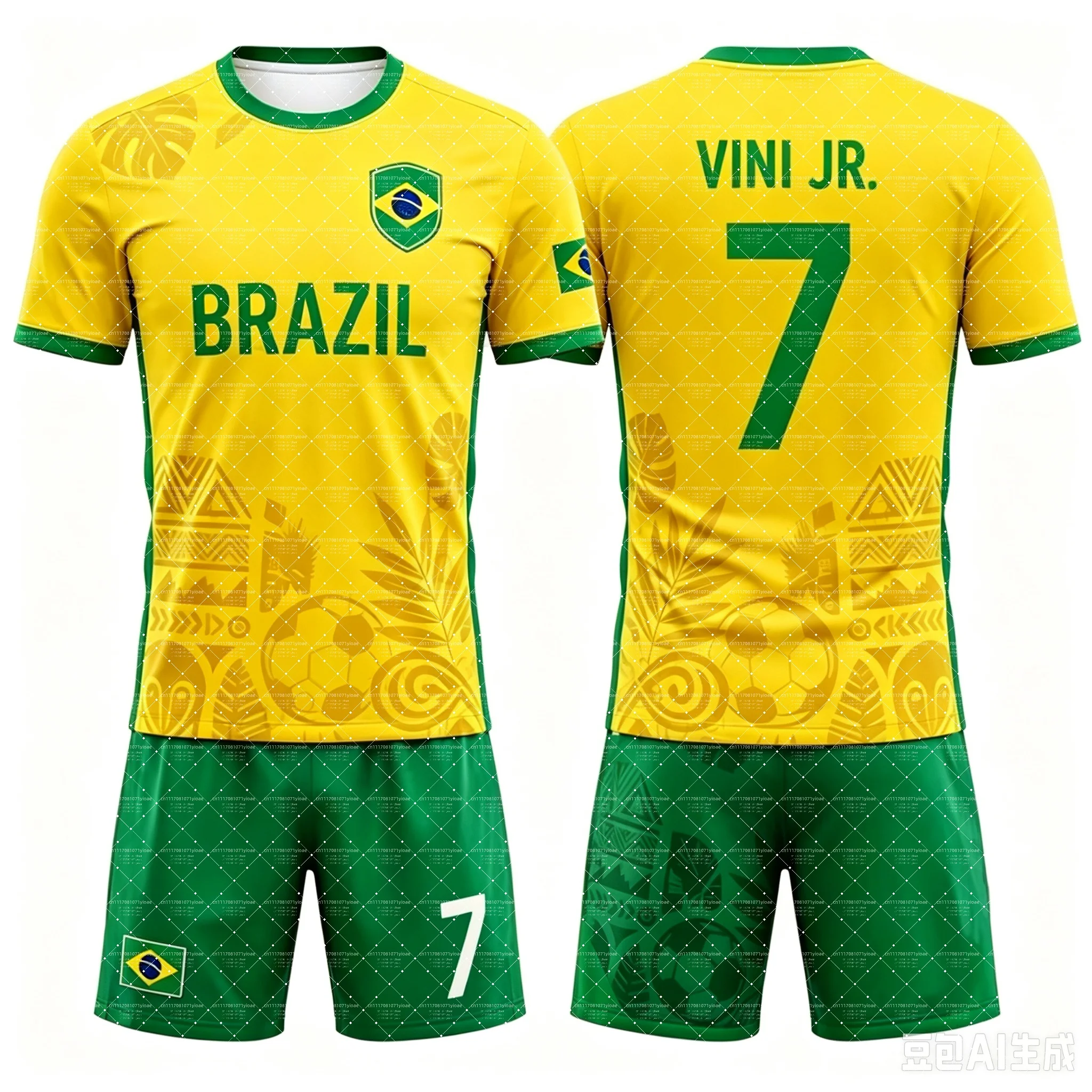 2026 Special Neymar 10 & VINI JR Fußballtrikot-Set mit T-Shirt und Shorts, Einzeloberteil erhältlich, 2-teiliges Set für brasilianische Fans, Sommer für Kinder – Detail 6