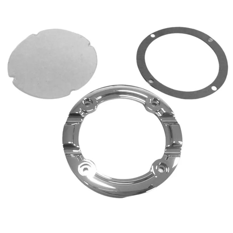 AEE5-Motorcycle Chrome Trim Ring Clear Trap Door Kit For Standard & Blood Groove Hyperchargers Air Cleaners