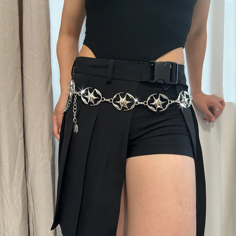 Falda de moda, cinturón decorativo para traje para mujeres y niñas, cadena de cintura de Metal de alta calidad, cinturón ajustable Punk, accesorios de ropa