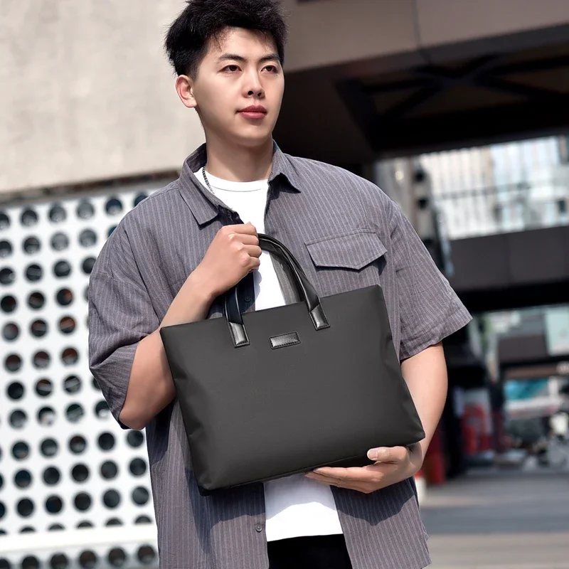 Men  Portable Large Capacity Shoulder Bag Multiple Pockets Handbag Multi-Functional Business Briefcase for Business & Casual Use